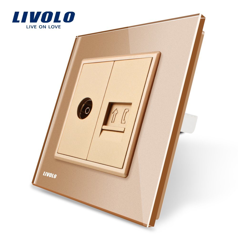 Livolo 2 Gangs Wall TV and Telephone Socket Outlet Vl-C791vt-13/15