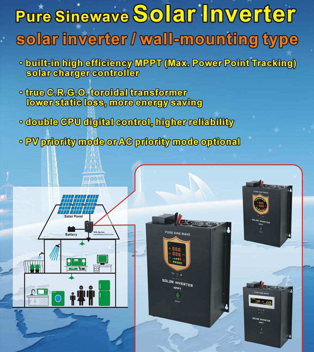 China Hybrid 2 in 1 Hybrid Pure Sine Wave Solar Inverter with MPPT Solar Charger Controller