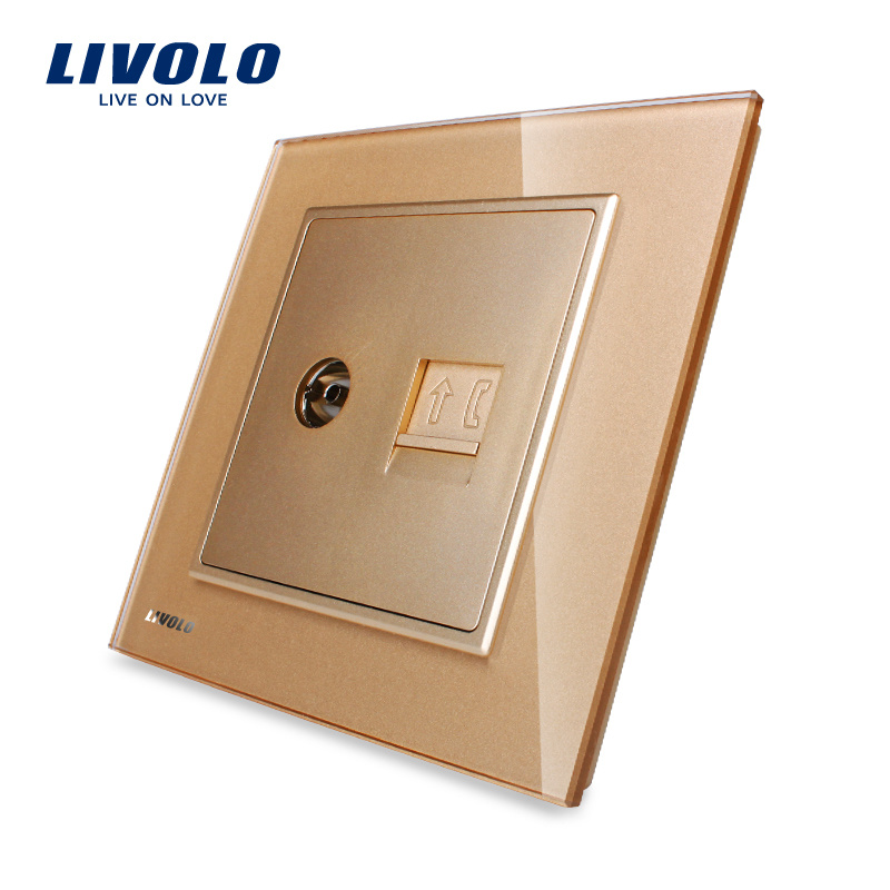 Livolo 2 Gangs Wall TV and Telephone Socket Outlet Vl-W292vt-11/12/13