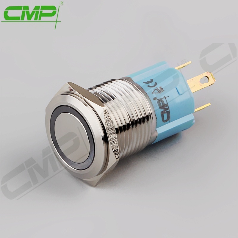 CMP Waterproof Stainless Steel No Nc 16mm Push Button Switch with LED
