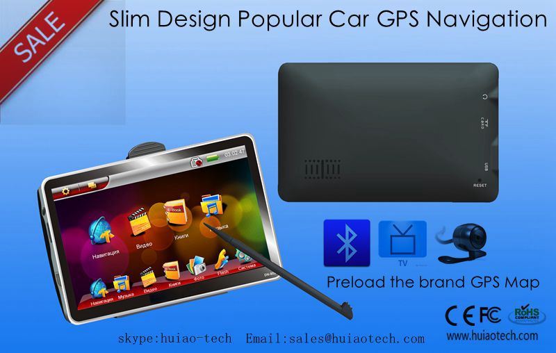 5.0 Inch Popular Car in Dash GPS Navigation Built-in GPS Module Bluetooth Tmc USB Host AV-in