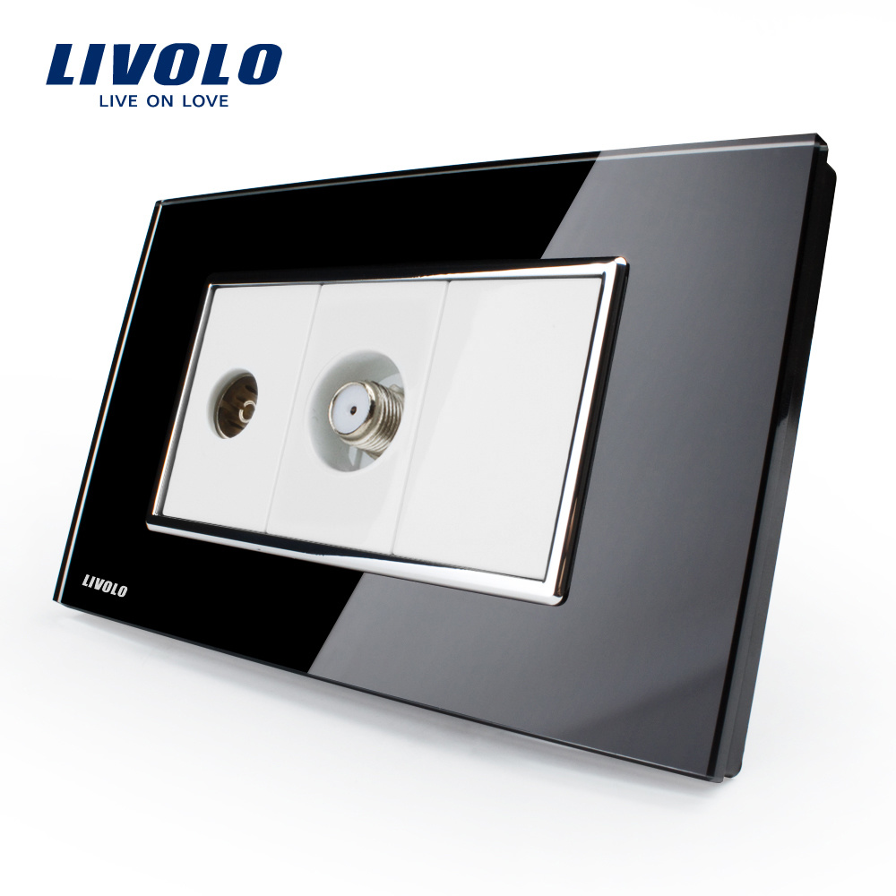 Livolo Wall Switch and Socket Two Gang TV and Satellite Socket Vl-C391vst-81/82
