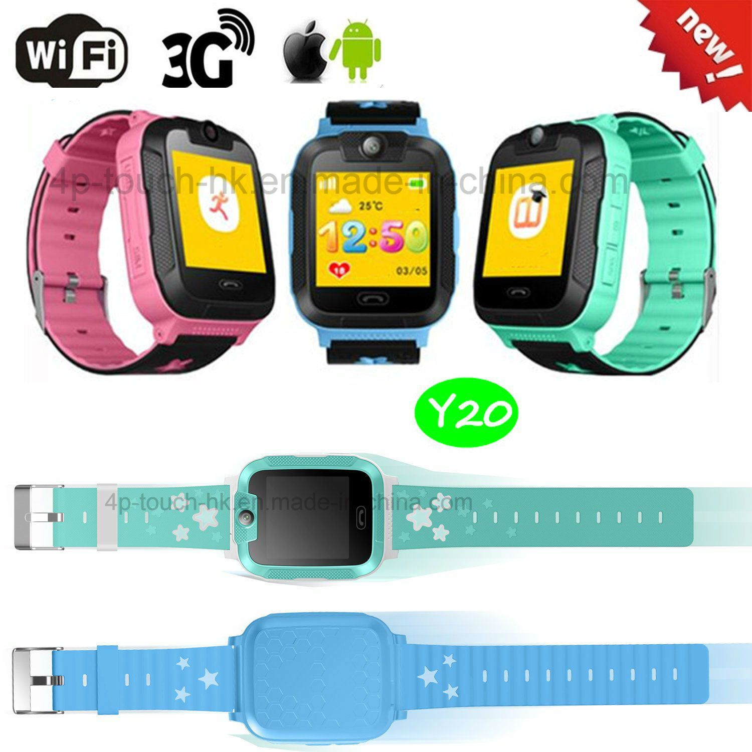 3G Kids GPS Tracker Watch with GPS+Lbs+Agps+WiFi Y20 GPS Tracking