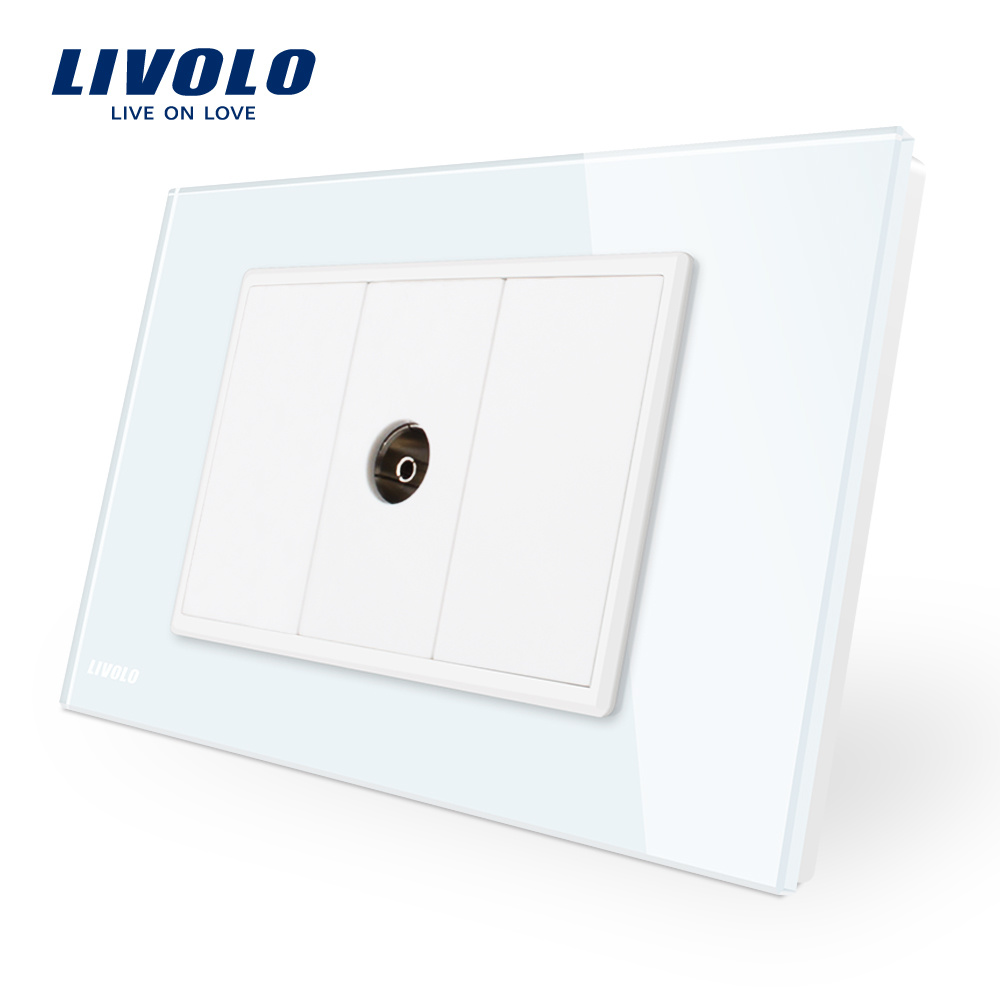 Livolo Modern Home Crystal Glass Panel Plate TV Socket Vl-C91V-11