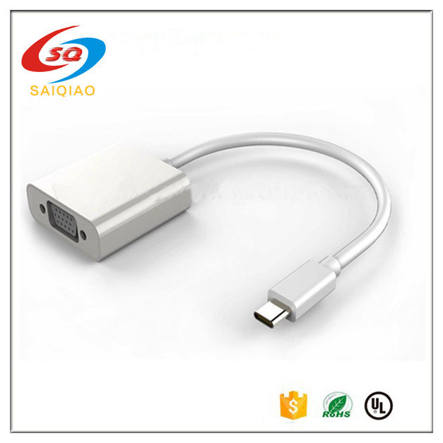 [Sq-68] USB 3.1 Type C to VGA Adapter 1080P Monitor Projector HDTV for New MacBook, Chromebook Pixel, Microsoft Lumia 950 950XL and Future USB Type C Devices