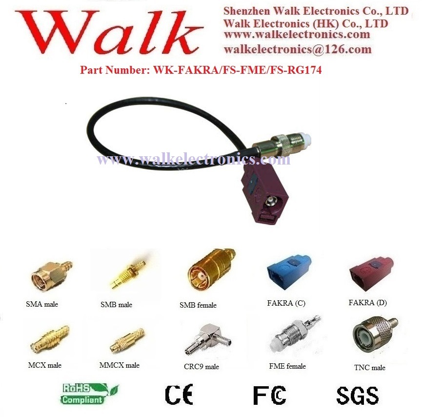 Fme Female Fakra Female Rg174 Cable, Fakra Fme Cable, Fakra GSM Antenna Cable