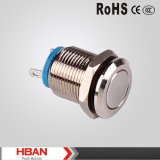 Ce ISO9001 12mm Stainless Steel Flat Tound Head Momentary Waterproof Push Button Switch