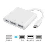 USB3.1 Type-C to HDMI+USB3.0+Type C Female Port (For charging) Multifunction Cable Adapter