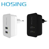 DC 5V 2.1A High Light PC Materials 2 USB Adapter Phone Charger