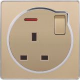 British Standard 13A Square-Pinned Switch Socket with Neon