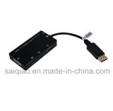 [Sq-91] Displayport to HDMI VGA DVI Male to Female Support Audio 4-in-1 Adapter in Black Support Hook up Three Monitors at The Same Time