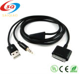 USB 3.5mm Car Aux Audio Data Charger Cable for iPod Nano /Touch/ iPhone 4S /iPad2