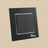 Ce/TUV/BV Certified EU Standard Black Toughened Glass Wall Switch