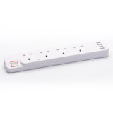 Functional 4 Way BS Electric Extension Board Power Strip with 4 USB and Child Protect
