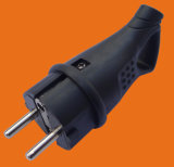 Industrial Rubber Plug 16A German Schuko Power Black Electrical Plug (p6052)