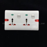 ABS Copper Material 1 Double Multi Switched Sockets with Neon (CR408)