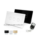 Us Standard Touch Switch Wall Switch 3 Gang 1 Way Home Luxury Glass Panel Light Switch 120*72mm Waterproof 90V-240V Wiress Remote Control Switch RF433
