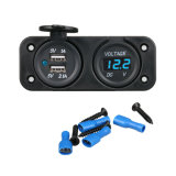12V 24V Universal 2.1A Truck Car Voltmeter Dual USB Charger Port Auto Charger with Voltage Meter Power Adapter Socket Panel
