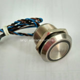 Stainless Steel 316L 24V Blue Ring LED Latching 19mm Piezo Switch IP68 Waterproof