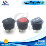 Kcd1-201A/2pin/3pin Black Round Rocker Switch, on-on/on-off-on/on-off