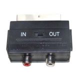 Nickel-Plated Connector Mini Scart Plug to 2RCA Jack with Switch