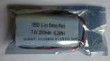 2s1p 7.4V 2200mAh Lithium-Ion Rechargeable Battery Pack