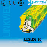 DIN Rail Mounting Yellow Green Ground/Earth Terminal Block (LUSLKG 10)