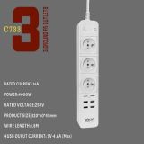 3 Outlet French Power Socket, Power Strip