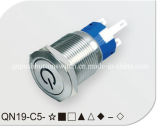 19mm Power Blue 12V Latching Stainless Switch