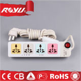 Flat Electrical Power 4 Way Extension Cord Socket with Switch