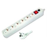 European Power Extension Strip, 6 Way, with Overload Function