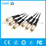 Audio-Video AV 3RCA-3RCA Metal Plug Cable