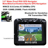 IP65 Waterproof motorcycle Bike Car GPS Navigation with Bluetooth Handsfree, FM Transmitter, 3.5