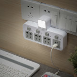 1 to 4 German Power Outlet Electric Socket Strip with USB and LED Lamp