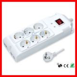 6 Outlet Germany Power Strip Extension Socket with Switch with Over-Surge Protection 250V 16A