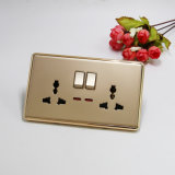 UK Standard Two Gang Switched Muti-Functional Socket Universal 13A Socket with Neon