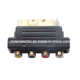 Scart Plug to 2RCA Jack in and 2RCA Jack out Adapter