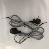 Nylon Braiding BS 2pin UK Power Cord with Stripped End