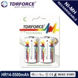 1.2V Rechargeable Low Self Discharge Nickel Metal Hydride China Fatory Battery (HR14-C size-5500mAh)