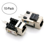 White Shielded Cat5e Keystone Jack UTP Connector Module Without Panel Stops
