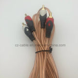 2RCA Plug to 2RCA Plug (2R-2R) with Transparent Cable/Wire/Line