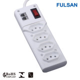 4 Outlet Brazil Power Strip with Telephone Output
