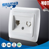 White Color Double Telephone Wall Socket