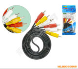 High Definition 1.8m AV Cable Video Signal Line Male to Male 3 RCA to 3 RCA AV Cable (AV-36A-1.8M-white blue Packing)