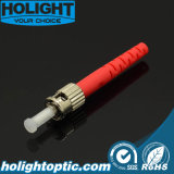 St Single Mode Fiber Optic Connector with Red Boot