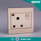 Igoto British Standard Brushed Aluminum 15A High Quality Wall Switch Socket with Factory Price