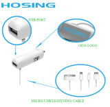 2 in 1 Car Charger with iPhone Cable / Andriod Cable