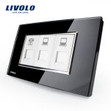 Livolo Wall Outlet Black 3 Gang Tel COM COM Socket Vl-C391tcc-81/82