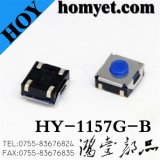 China Manufacturer SMT Tact Switch with 6.2*6.2mm Bule Button 4pin (HY-1157G-B)