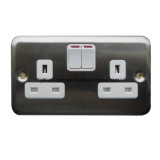 13A 2 Gang Double Pole 3 Flat -Pins Outle Switch Socket Receptacle